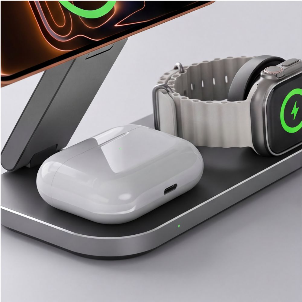 TECH-PROTECT A52 Ασύρματος Φορτιστής 3 Σε 1 Μαγνητικός MagSafe 25W QI2.2 Μαύρος - Image 9