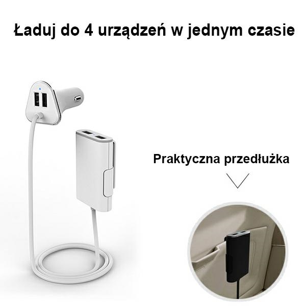 Φορτιστής αυτοκινήτου AWEI C-400 9.6A 4xUSB υψηλής ταχύτητας λευκό - Image 2