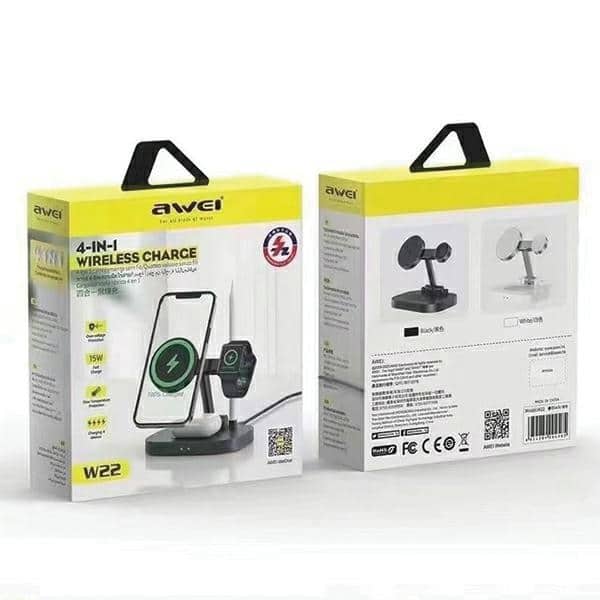 Επαγωγικός φορτιστής AWEI 4 σε 1 W2215W Γρήγορης φόρτισης, μαύρος - Image 4