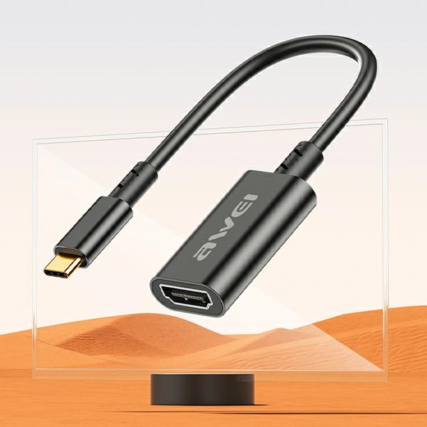 Προσαρμογέας AWEI CL-217T USB-C/HDMI μαύρος 4k/30Hz - Image 2