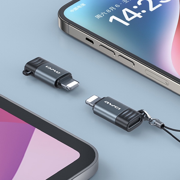 Προσαρμογέας AWEI A11 USB-C/γκρι ανοιχτόχρωμο - Image 3