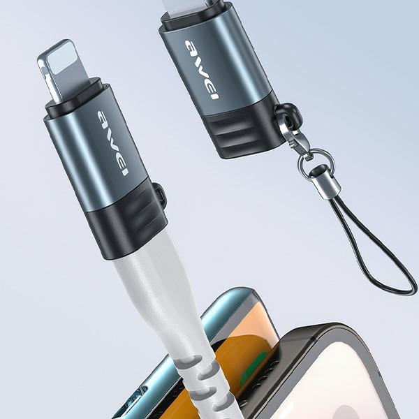Προσαρμογέας AWEI A11 USB-C/γκρι ανοιχτόχρωμο - Image 4
