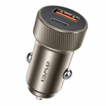 Φορτιστής αυτοκινήτου AWEI C-857 33W USB+USB-C καφέ