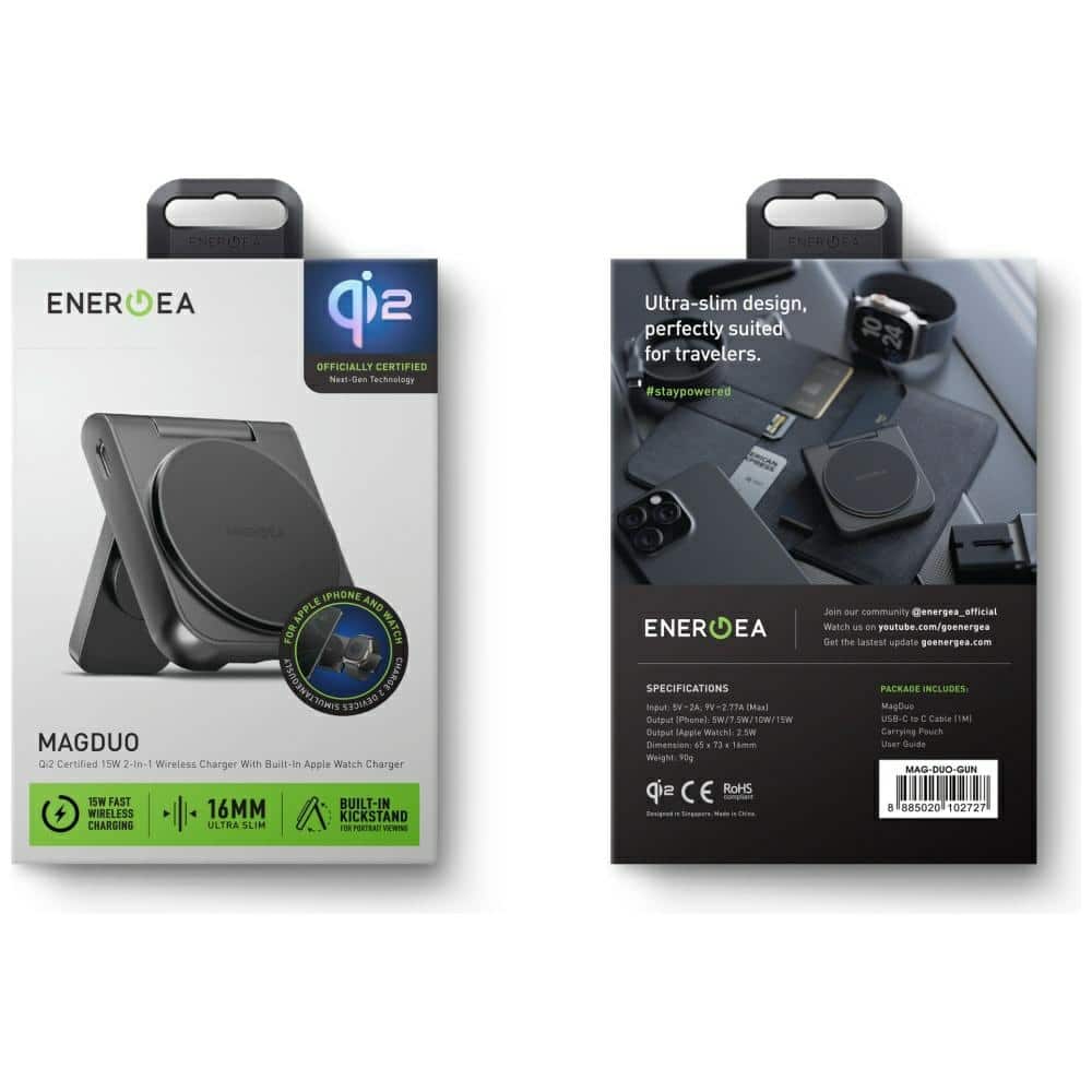 Ασύρματος φορτιστής Energea Magduo 2in1 Qi2 πτυσσόμενος γκρι - Image 9