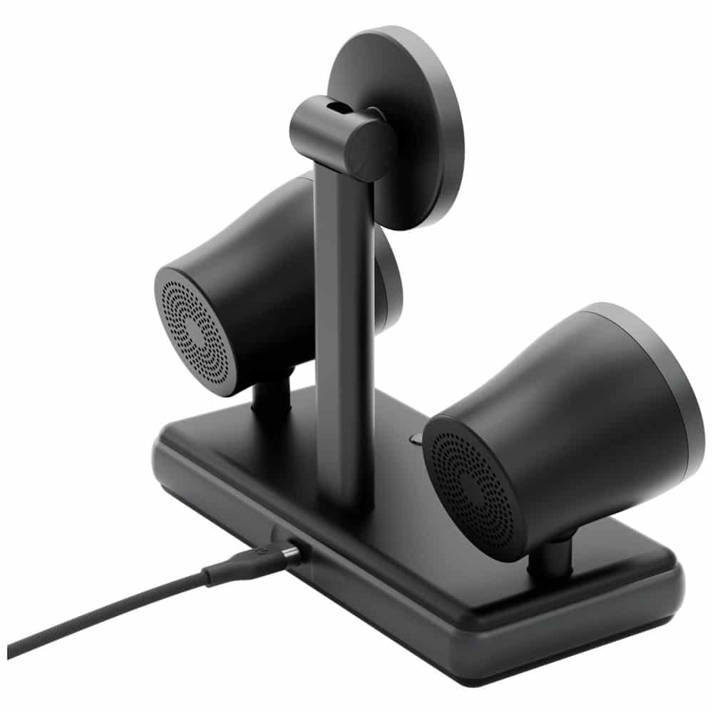 Ασύρματος φορτιστής Energea Magaudio Stand 2in1 Qi2 με στερεοφωνικό ηχείο γραφίτη - Image 5
