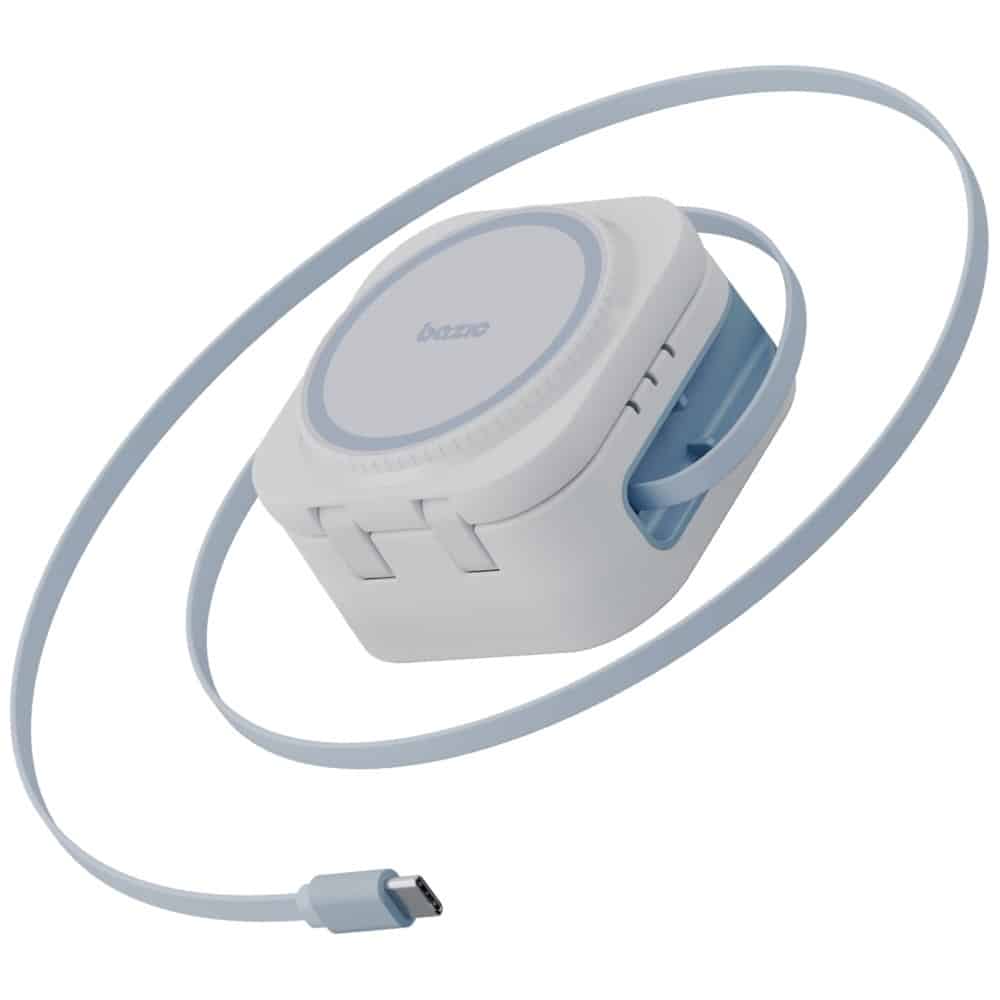 Ασύρματος φορτιστής Bazic GoMag Station Mini 3-σε-1 MagSafe Πτυσσόμενος με ενσωματωμένο καλώδιο USB-C Λευκό - Image 3