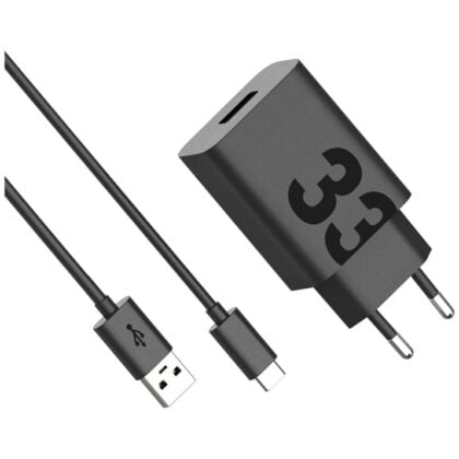 Φορτιστής τοίχου Motorola TurboPower 33W USB-A με καλώδιο USB-A σε USB-C 1m μαύρο