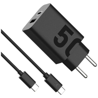 Φορτιστής τοίχου Motorola TurboPower 50W Dual USB-C/USB-A με καλώδιο USB-C 1m μαύρο