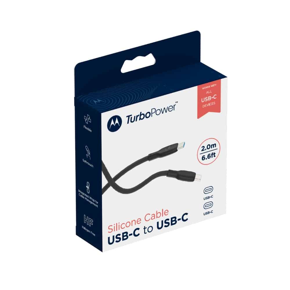 Καλώδιο σιλικόνης USB-C σε USB-C Motorola 2 μ. 5 A μαύρο - Image 5