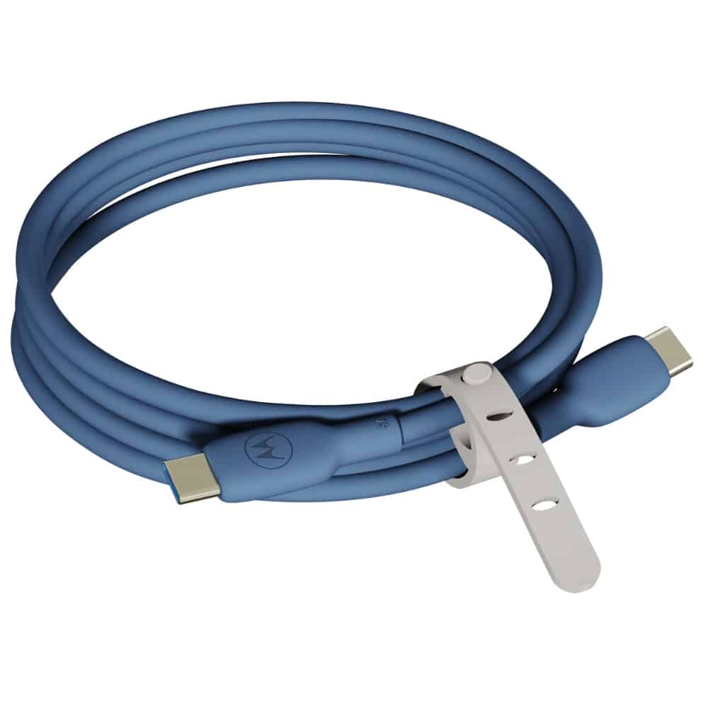 Καλώδιο σιλικόνης USB-C σε USB-C Motorola 2 μ. 5 A μπλε - Image 2