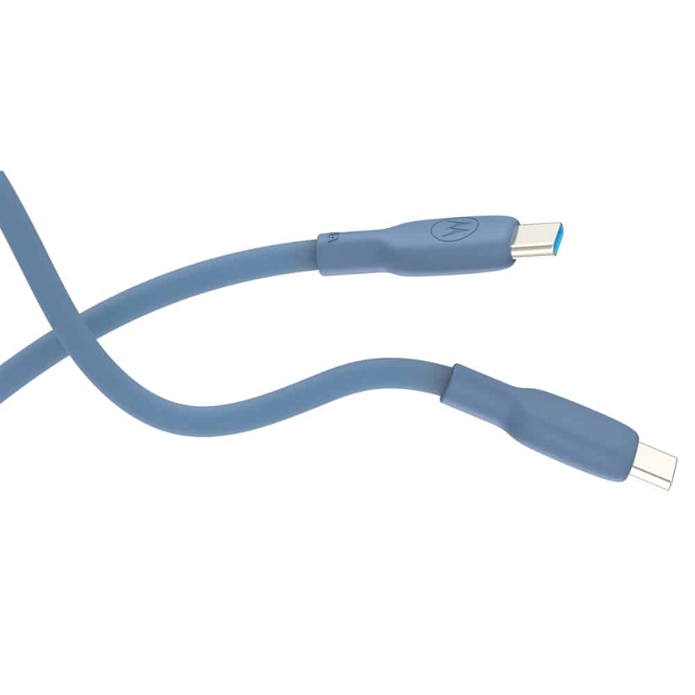 Καλώδιο σιλικόνης USB-C σε USB-C Motorola 2 μ. 5 A μπλε - Image 3