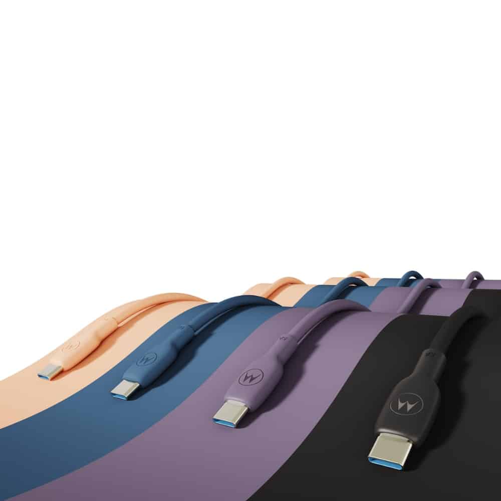 Καλώδιο σιλικόνης USB-C σε USB-C Motorola 2 μ. 5 A μπλε - Image 4