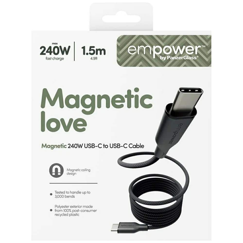 Καλώδιο ενδυνάμωσης από PanzerGlass Magnetic 240W USB-C σε USB-C 1,5m μαύρο - Image 6