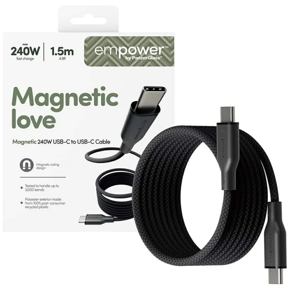 Καλώδιο ενδυνάμωσης από PanzerGlass Magnetic 240W USB-C σε USB-C 1,5m μαύρο - Image 5