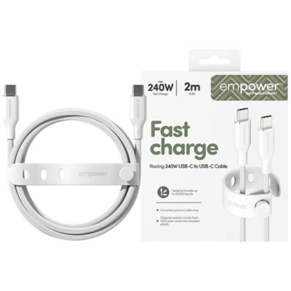 Καλώδιο ενδυνάμωσης από την PanzerGlass Racing 240W USB-C σε USB-C 2m ασημί-λευκό