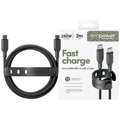Καλώδιο ενδυνάμωσης από την PanzerGlass Racing 240W USB-C σε USB-C 2m μαύρο