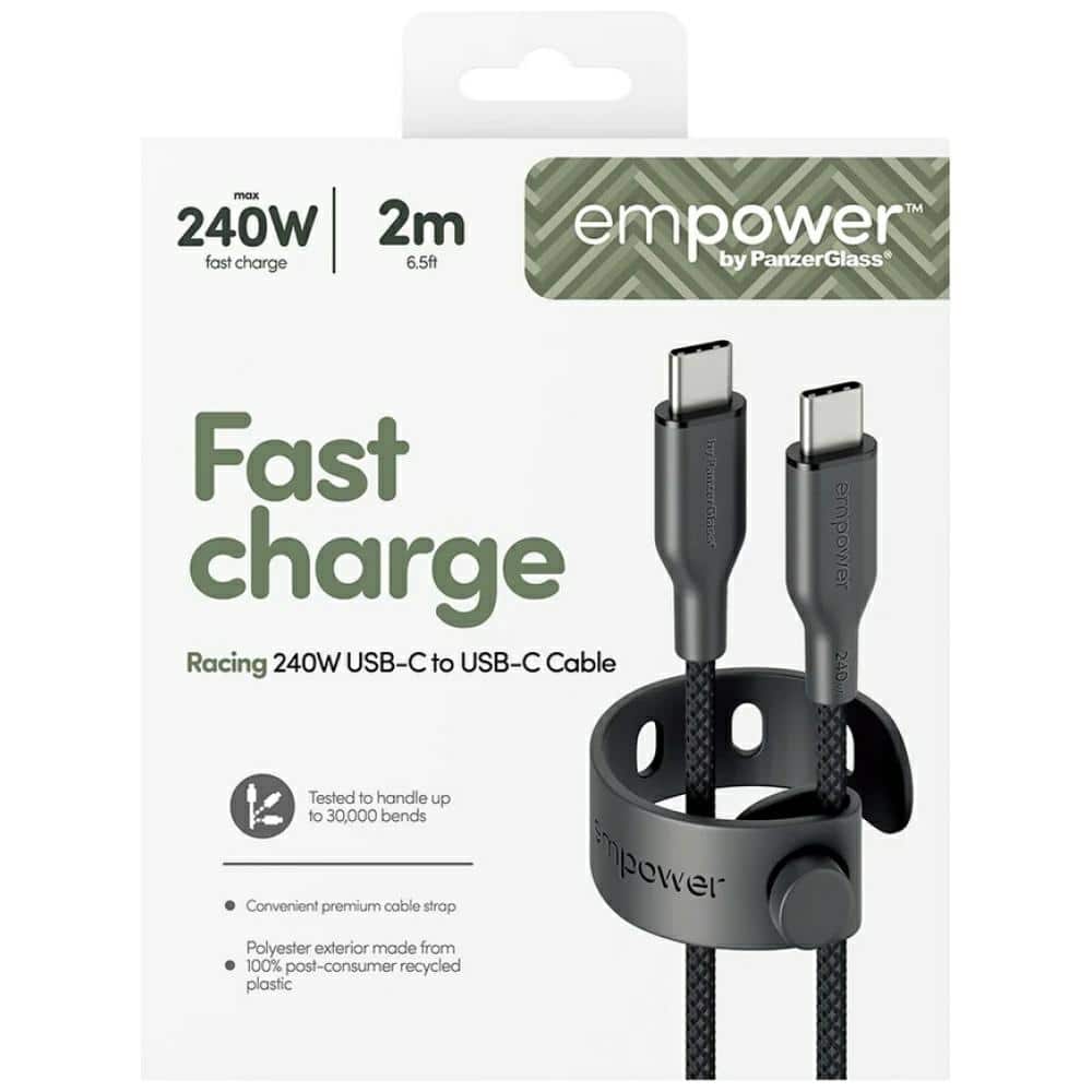 Καλώδιο ενδυνάμωσης από την PanzerGlass Racing 240W USB-C σε USB-C 2m μαύρο - Image 6