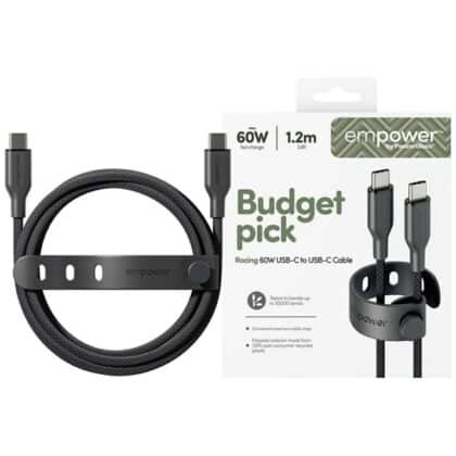 Καλώδιο ενδυνάμωσης από την PanzerGlass Racing 60W USB-C σε USB-C 1,2m μαύρο