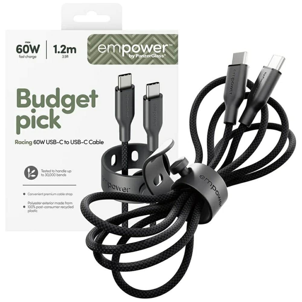 Καλώδιο ενδυνάμωσης από την PanzerGlass Racing 60W USB-C σε USB-C 1,2m μαύρο - Image 5