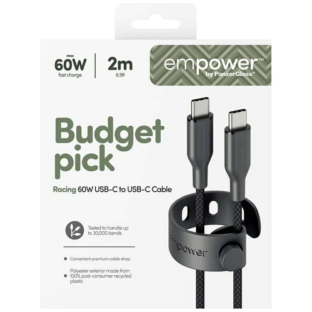 Καλώδιο ενδυνάμωσης από την PanzerGlass Racing 60W USB-C σε USB-C 2m μαύρο - Image 6