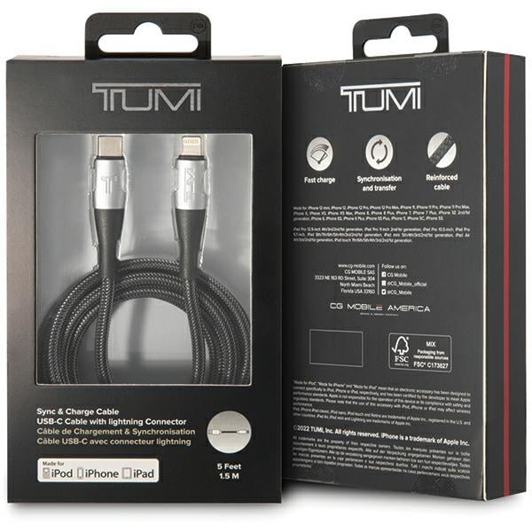 TUMI TUCCSMFI USB-C - Καλώδιο Lightning 1,5m γρήγορης φόρτισης, μαύρο - Image 3