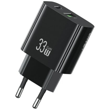 Φορτιστής τοίχου USAMS CC317 T65 33W 1xUSB-C 1xUSB-A Γρήγορη φόρτιση μαύρο