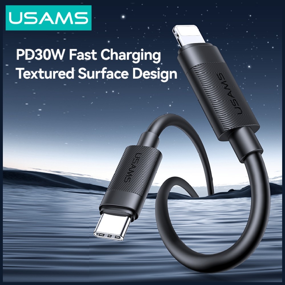 Καλώδιο USAMS U94 30W USB-C σε Lightning 1m μαύρο - Image 2