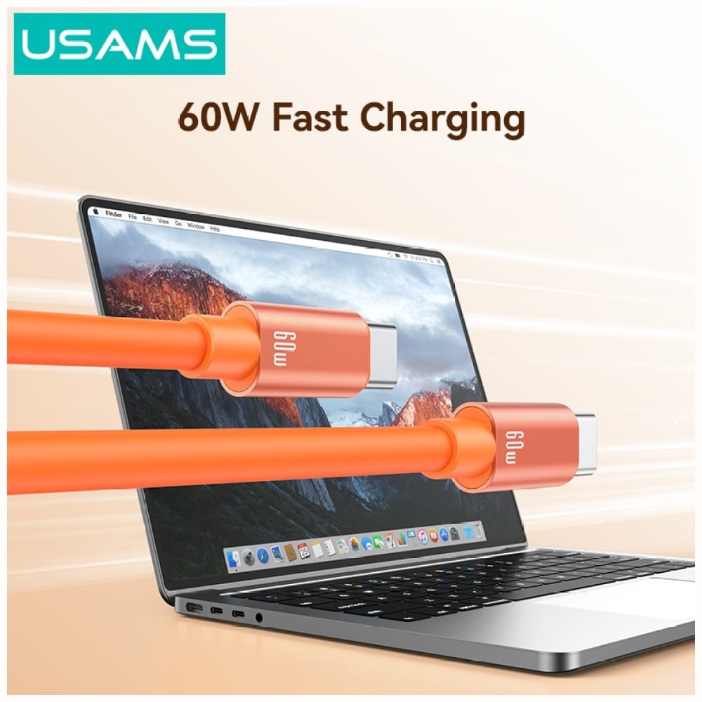 Καλώδιο USAMS U97 60W USB-C σε USB-C λουράκι χειρός 30cm αμαύρωση - Image 2