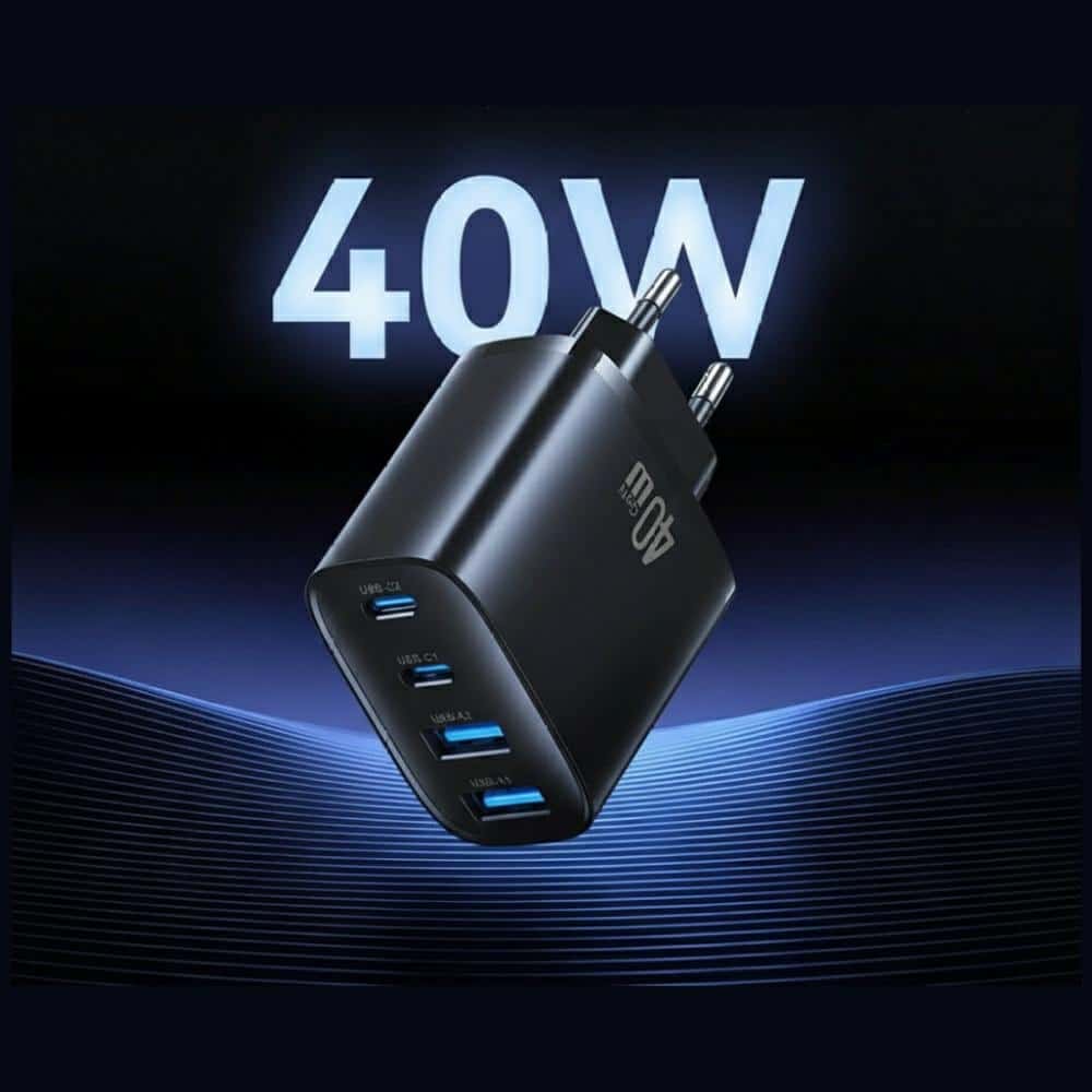 Φορτιστής τοίχου USAMS T70 40W 2xUSB-A/2xUSB-C μαύρο - Image 2