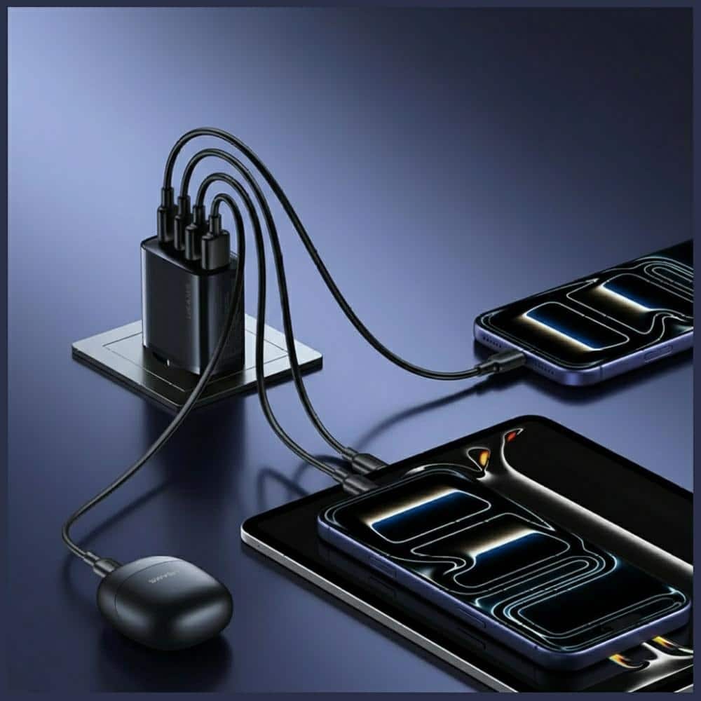 Φορτιστής τοίχου USAMS T70 40W 2xUSB-A/2xUSB-C μαύρο - Image 5