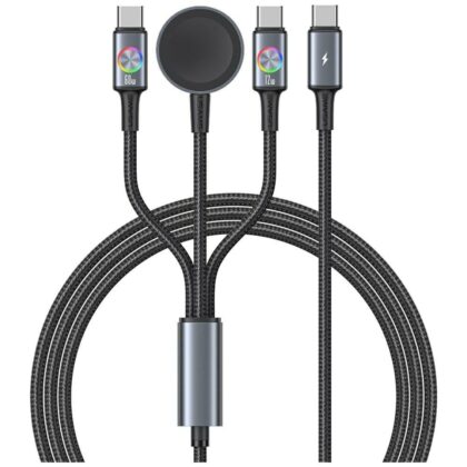 Καλώδιο USAMS Huan Series 3 σε 1 με επαγωγικό φορτιστή 72W για θάμπωμα USB-C