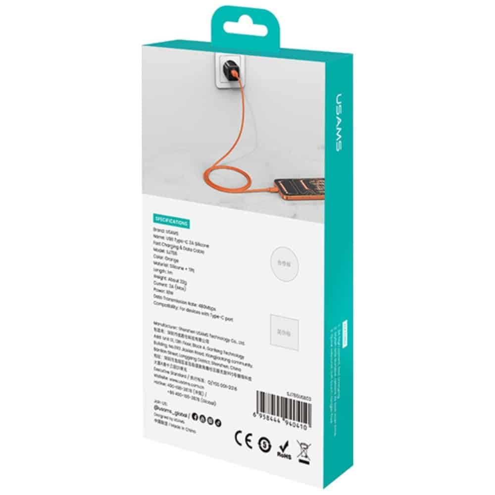 Καλώδιο USAMS U98 3A Σιλικόνης Γρήγορης Φόρτισης USB-C μαύρο - Image 15