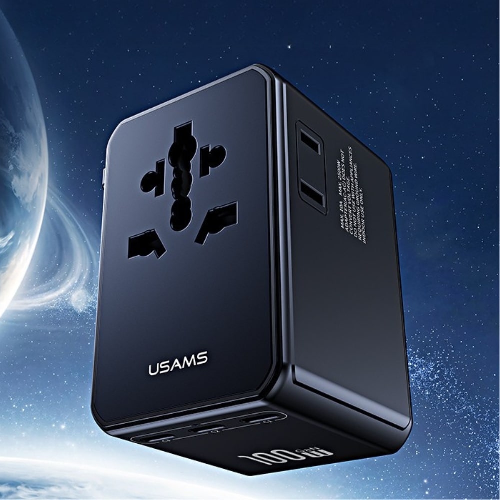 Προσαρμογέας USAMS 4 σε 1 Universal Φορτιστής Ταξιδίου T72 65W ΗΠΑ/Αυστραλία/ΕΕ/Ηνωμένο Βασίλειο μαύρο - Image 2