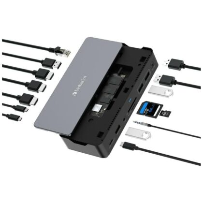 Προσαρμογέας Verbatim σταθμός σύνδεσης USB-C Pro 15 σε 1 2xHDMI/1xRJ45/4xUSB-A/3xUSB-C/1xSD/1xmicroSD/1xAudi