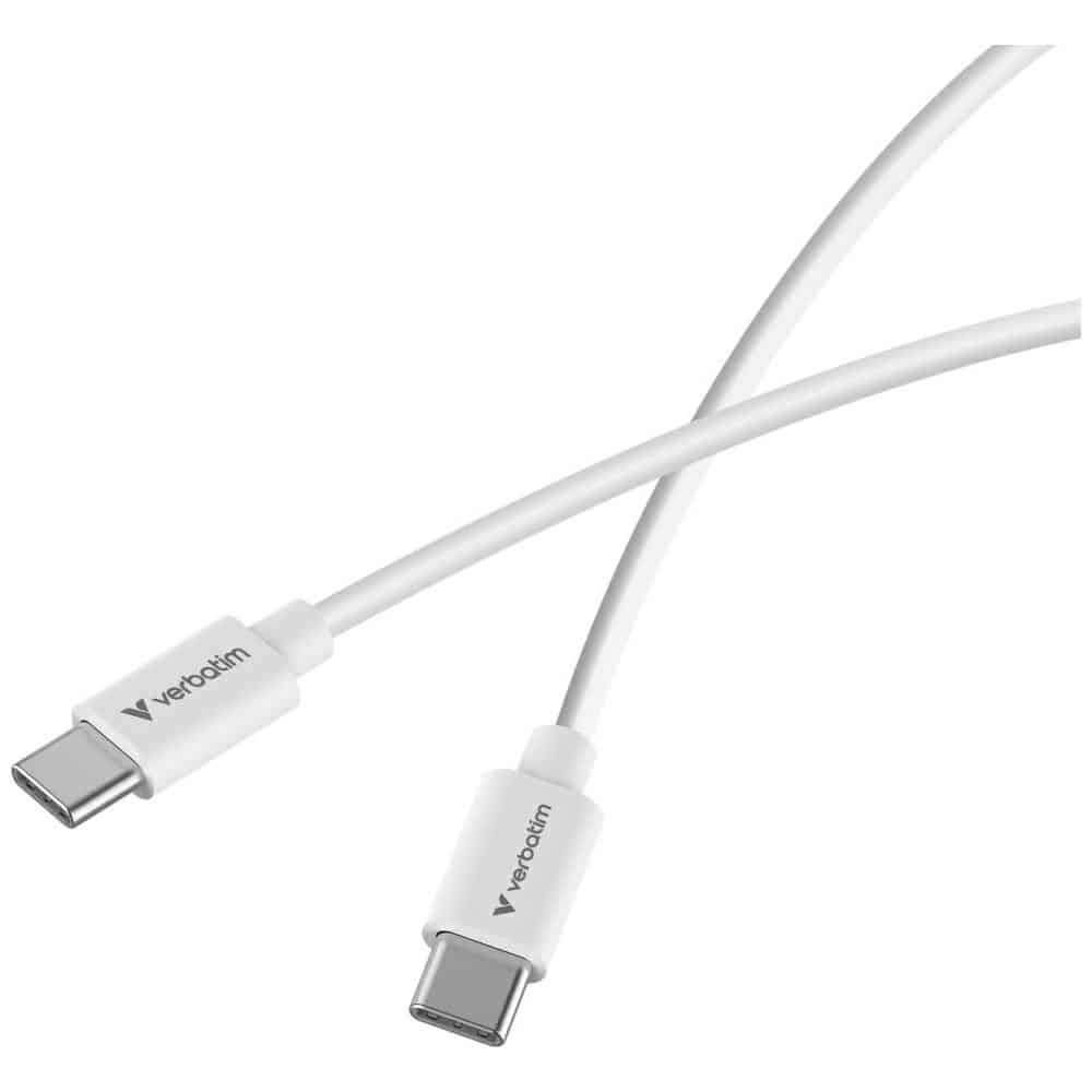 Καλώδιο συγχρονισμού και φόρτισης Verbatim USB-C σε C, απαραίτητα, 60W, μαύρο / λευκό, 2 τεμάχια, 32391 - Image 3