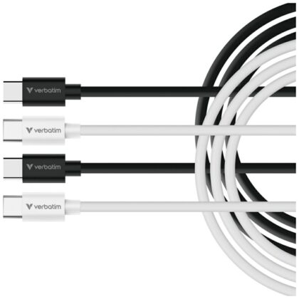 Καλώδιο συγχρονισμού και φόρτισης Verbatim USB-C σε C, απαραίτητα, 60W, μαύρο / λευκό, 2 τεμάχια, 32391