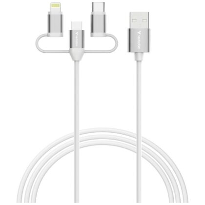 Καλώδιο συγχρονισμού και φόρτισης Verbatim USB-A σε Micro-B, USB-C, Lightning, απαραίτητα, λευκό 18W 32394