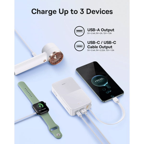 Powerbank Baseus EnerFill Bipow2 Pro, 20000mAh, 22.5W, QC + PD, Λευκό E0027700 - Image 5