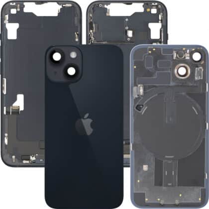 Apple iPhone 14 Κάλυμμα Μπαταρίας / Πίσω Γυαλί με Μέσα Πλαίσιο, Πλήρη Εξαρτήματα, Μεσάνυχτα, Τραβηγμένο (Βαθμός Α)