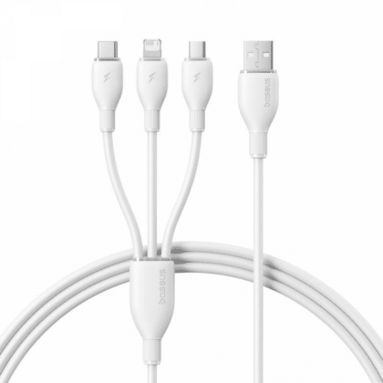 Καλώδιο φόρτισης USB-A σε Lightning / microUSB / USB-C Baseus Ultra Fast 3 σε 1, 18W, 3.5A, 1.3m, Λευκό P10376303211-00