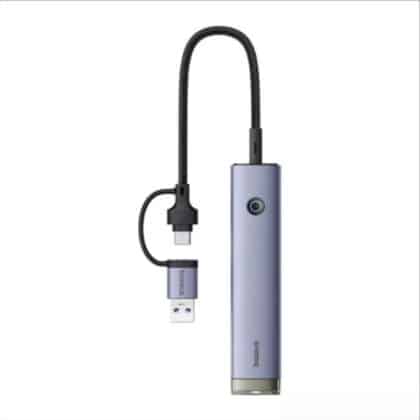 Διανομέας USB / USB-C Baseus UltraJoy, 3 x USB-A 3.0 - 1 x USB-C - 1 x RJ45, Γκρι B0005280B811-14