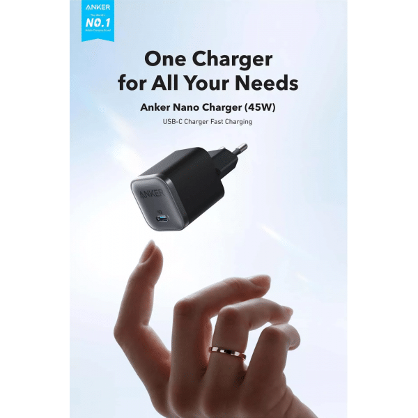 Anker Nano Φορτιστής Τοίχου, 45W, 3A, 1 x USB-C, Μαύρος A2692L11 - Image 2
