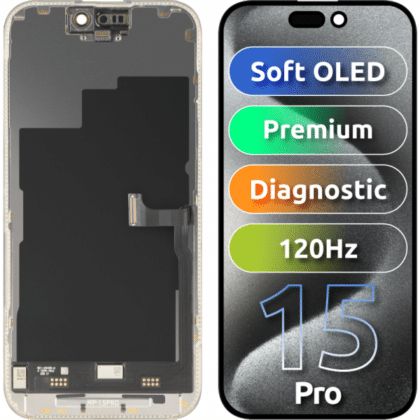 Μονάδα οθόνης LCD MP για Apple iPhone 15 Pro, Premium Soft OLED FHD 120Hz Διαγνωστική έκδοση, Aftermarket, Μαύρο