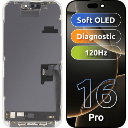 MP Μονάδα Οθόνης LCD για Apple iPhone 16 Pro, Έκδοση Διαγνωστικού Ελέγχου Soft OLED FHD, Aftermarket, Μαύρη