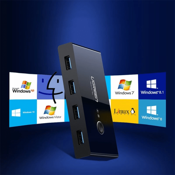 Διακόπτης USB UGREEN US216 (30768) Δύο Θήκες Κοινή Χρήσης Νέας Έκδοσης, 4 x USB-A 3.0, Μαύρο - Image 3