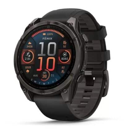 Garmin Fenix 8 47mm GPS, Μαύρο Σιλικόνης, Μαύρο, EU