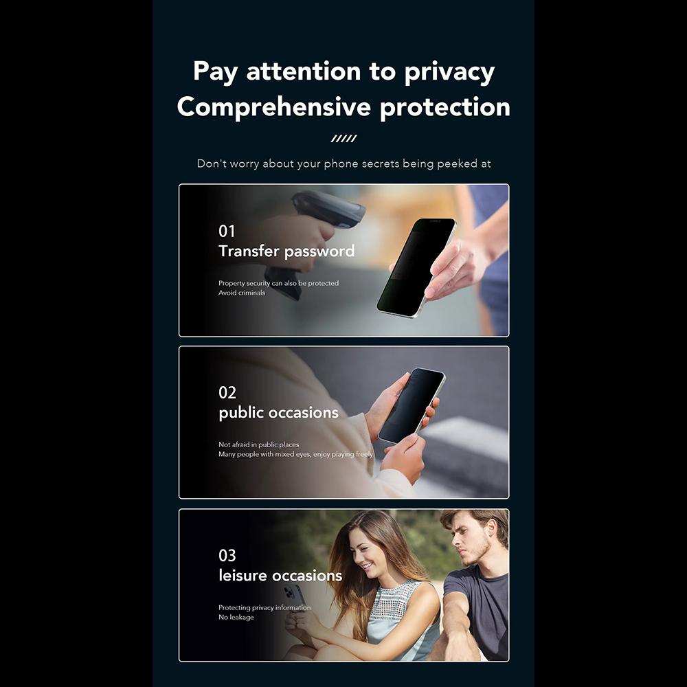 ANANK Προστατευτικό Οθόνης 2.5D Privacy, iPhone 16 Pro, Μαύρο - Image 5
