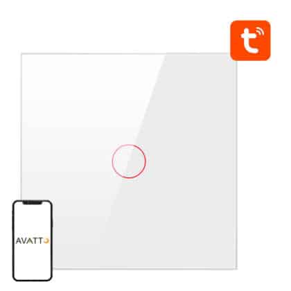Avatto ZTS02-EU-W1 Έξυπνος Διακόπτης Χωνευτός ZigBee, 1 Κουμπί, Λευκό