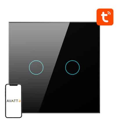 Avatto ZTS02-EU-B2 Έξυπνος Χωνευτός Διακόπτης ZigBee, 2 Κουμπιά, Μαύρος
