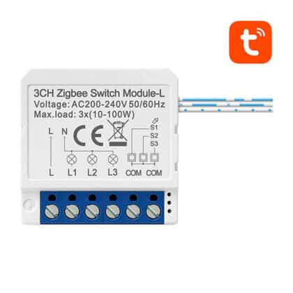 Avatto LZWSM16-W3 Έξυπνος Ενδιάμεσος Διακόπτης ZigBee χωρίς Ουδέτερο TUYA, Λευκό